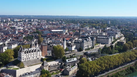 Famous-boulevard-des-Pyrenees-Pau-France-church-hotel-and-castle-funicular-sunny